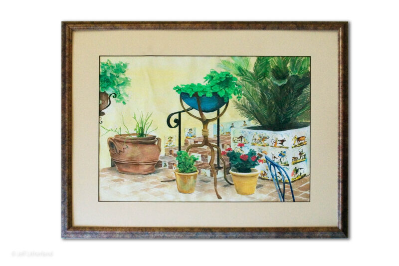 Lotus Land Pots Colored Pencil Watercolor